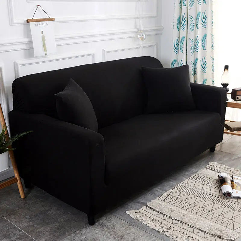 Loveseat Cover Stretch Floral Luneva Black-190to230cm
