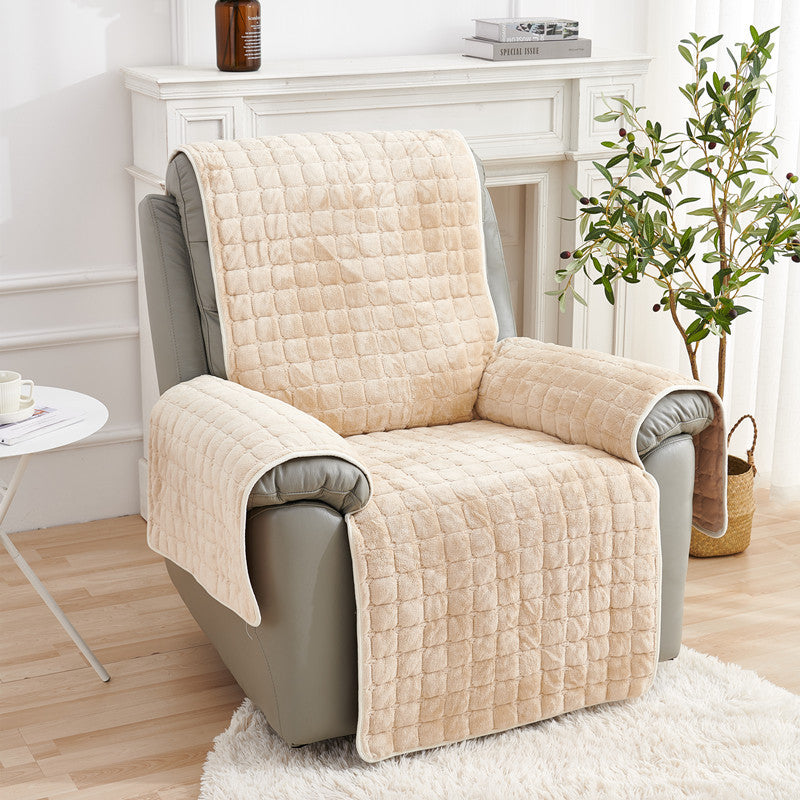 Recliner Chair Cover Plush Cozy PELUCHEX Rice coffee-167x190CM