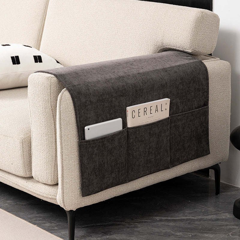 Sofa Armrest Cover Chenille Pocketed ELUNEA 17 Black And Gray-80X110CM