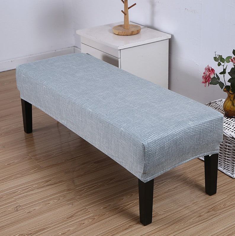 Bench Slipcover Stretch Linen Élodie Imitation Burlap Texture Gray-75 × 85 × 30cm