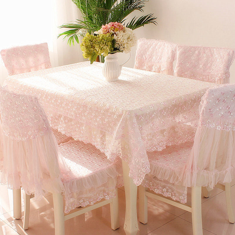 Tablecloth Lace Floral MADELIE Pink-130x130cm