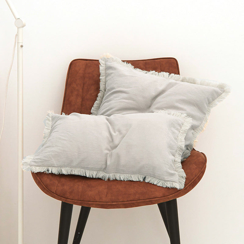 Pillow Cover Washed Cotton Minimalist MIRELLE Rice Soup Jiao Fringe-45X45cm