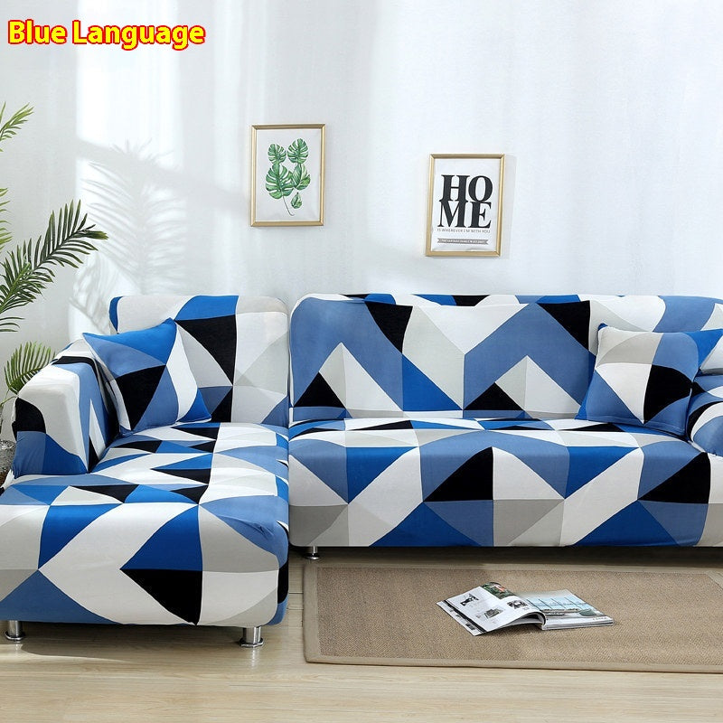 Corner Sofa Cover Modern Washable LUMIÈRE Blue Language-185x230cm