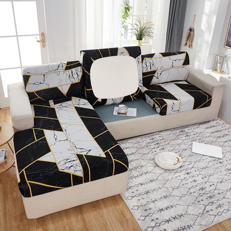 Sectional Sofa Seat Cover Stretch Caline Printing Space Time-Plus size single 65to95cm