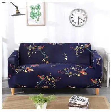 Loveseat Covers Stretch Minimalist LUMIERA Dark blue-Double and two pillows