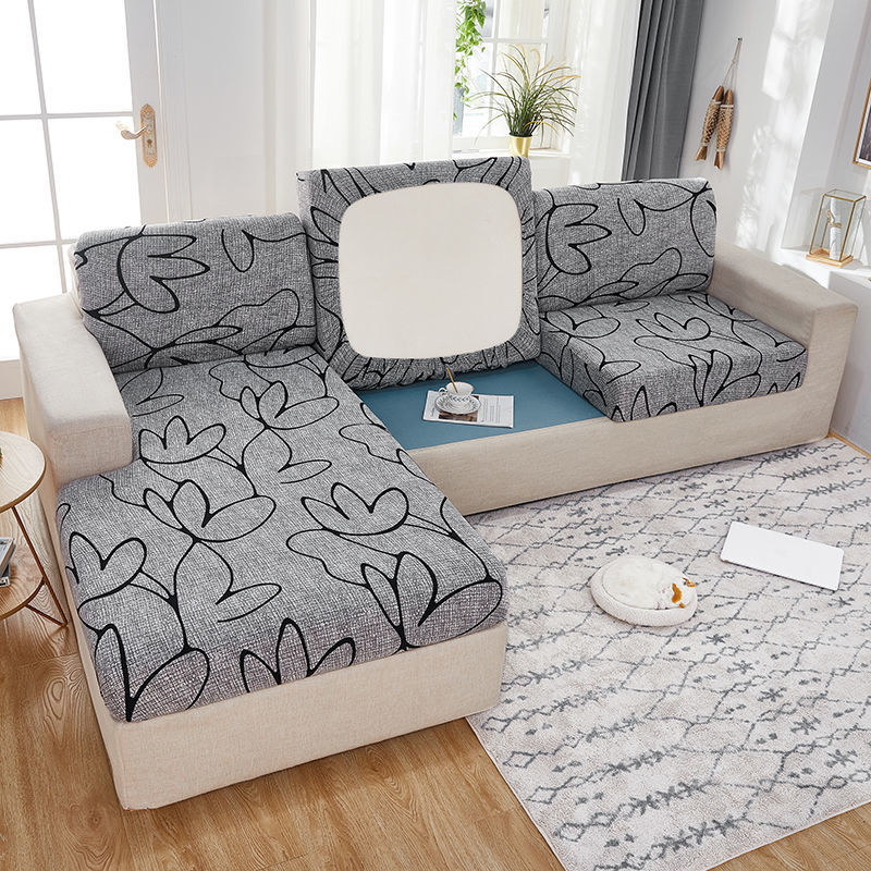 Sofa Seat Cover Stretchable Polyester LUCETTE printed lotus-Plus size single 65to95cm
