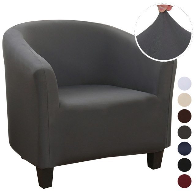 Club Chair Cover Waterproof Stretchable LUMERE Gray Shred milk