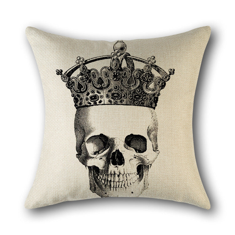 Decor Pillow Cover Linen Skullprint NOIRÉA 1 style-45x45cm