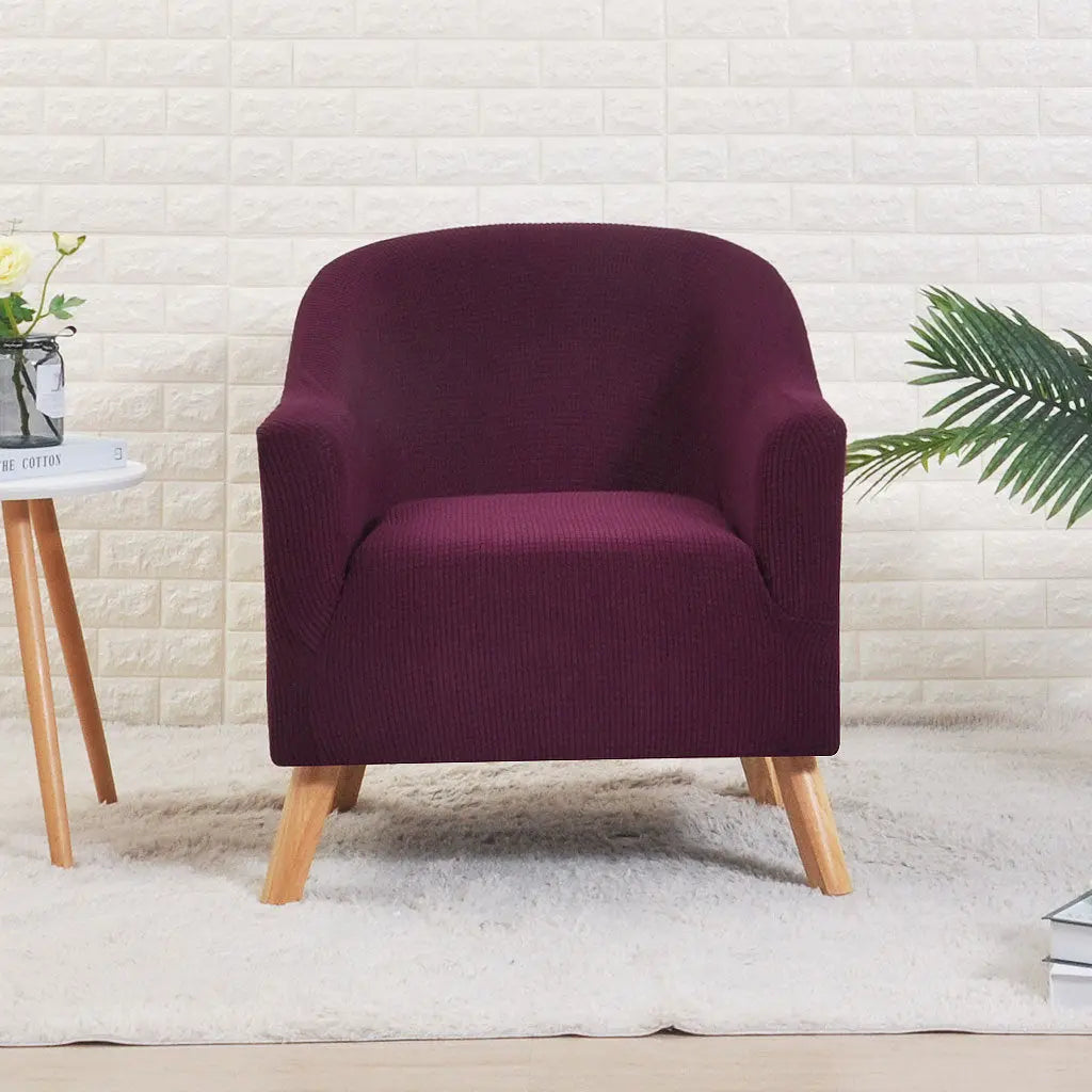 Accent Chair Cover Stretchable Velours ELOISE Charm Mauve Jade Rice Grains-Round Sofa Cover
