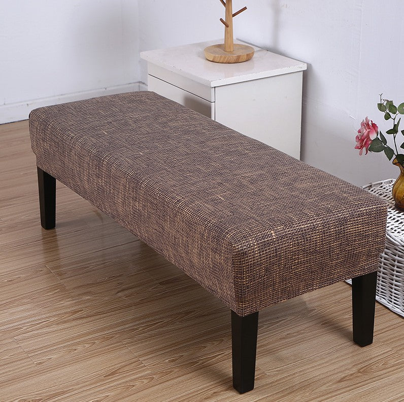 Bench Slipcover Stretch Linen Élodie Brown-75 × 85 × 30cm