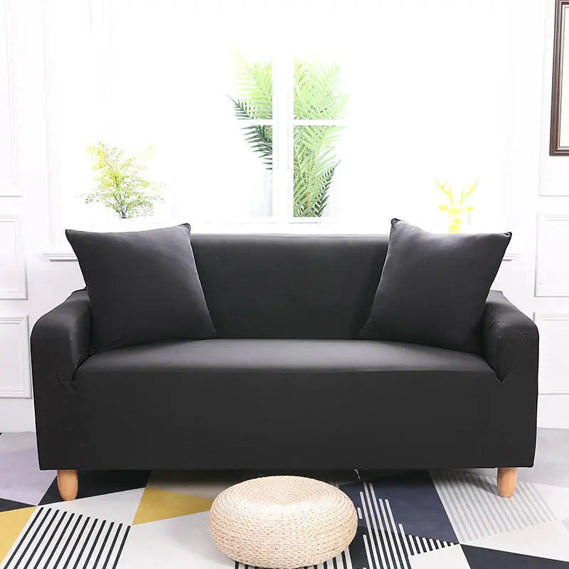 Loveseat Cover Stretch Knit Elanique Black-45x45cm pillowcase