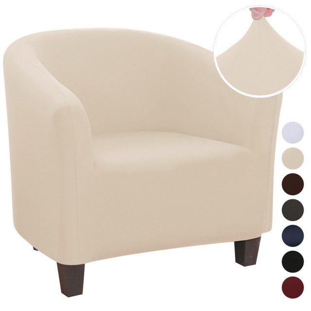 Club Chair Cover Waterproof Stretchable LUMERE Beige Shred milk