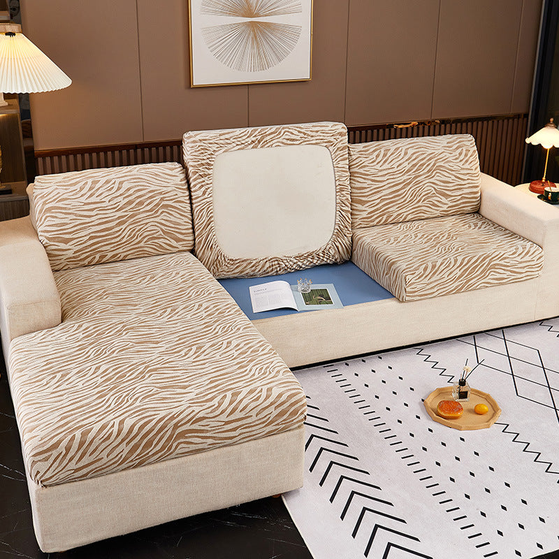 Sofa Cushion Cover Stretch Velvet CELINE Zebra Kaki-XL