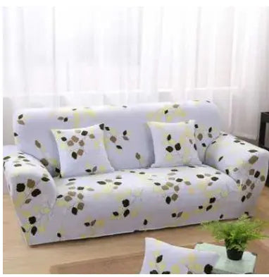 Loveseat Covers Stretch Minimalist LUMIERA Leaves-Double and two pillows