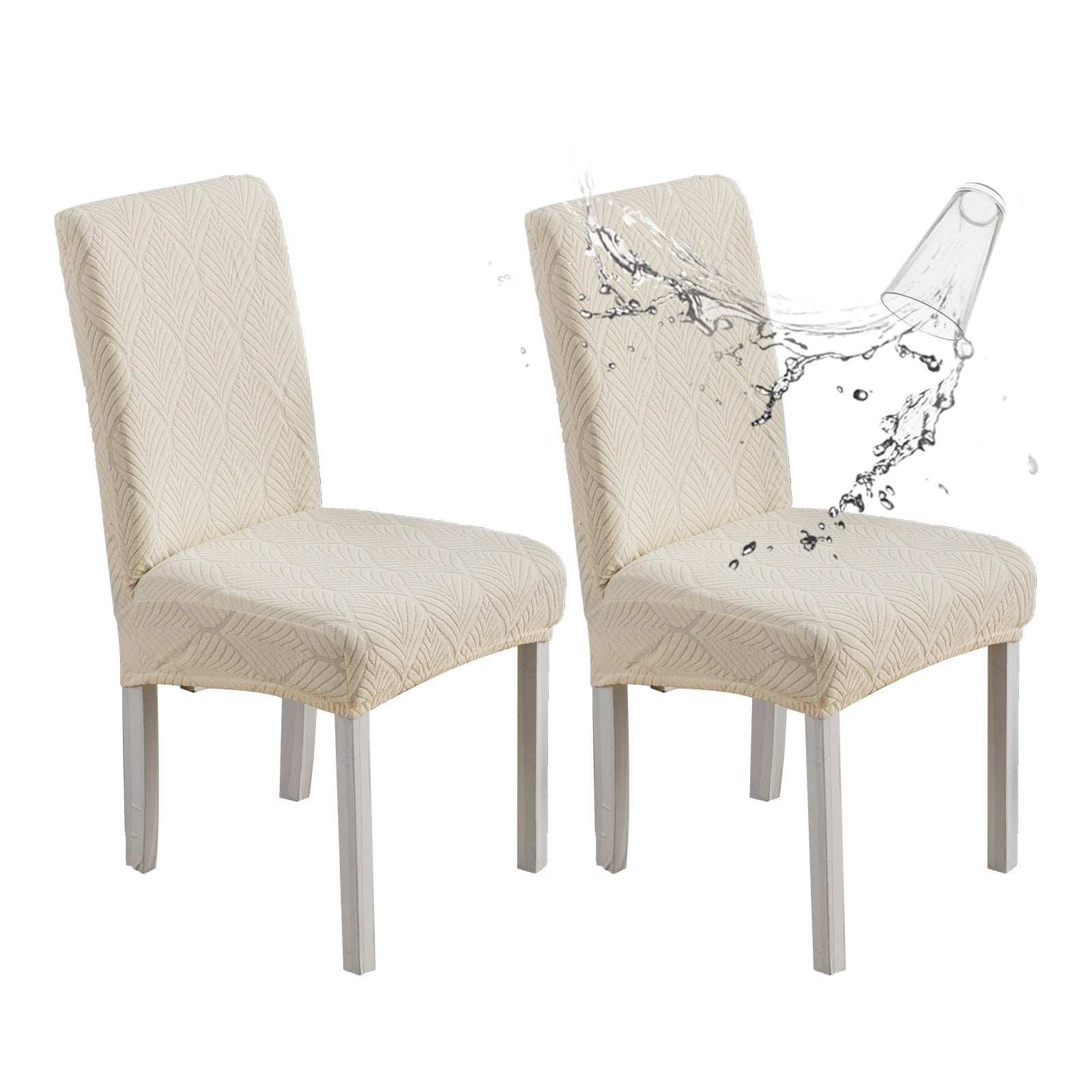 Dining Chair Cover Waterproof Non-Slip LUNEAU Beige-45x50x7cm