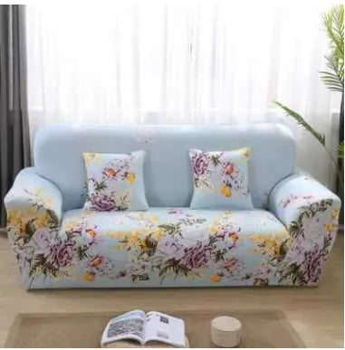 Loveseat Covers Stretch Minimalist LUMIERA Blue 1style-2pcs Pillow