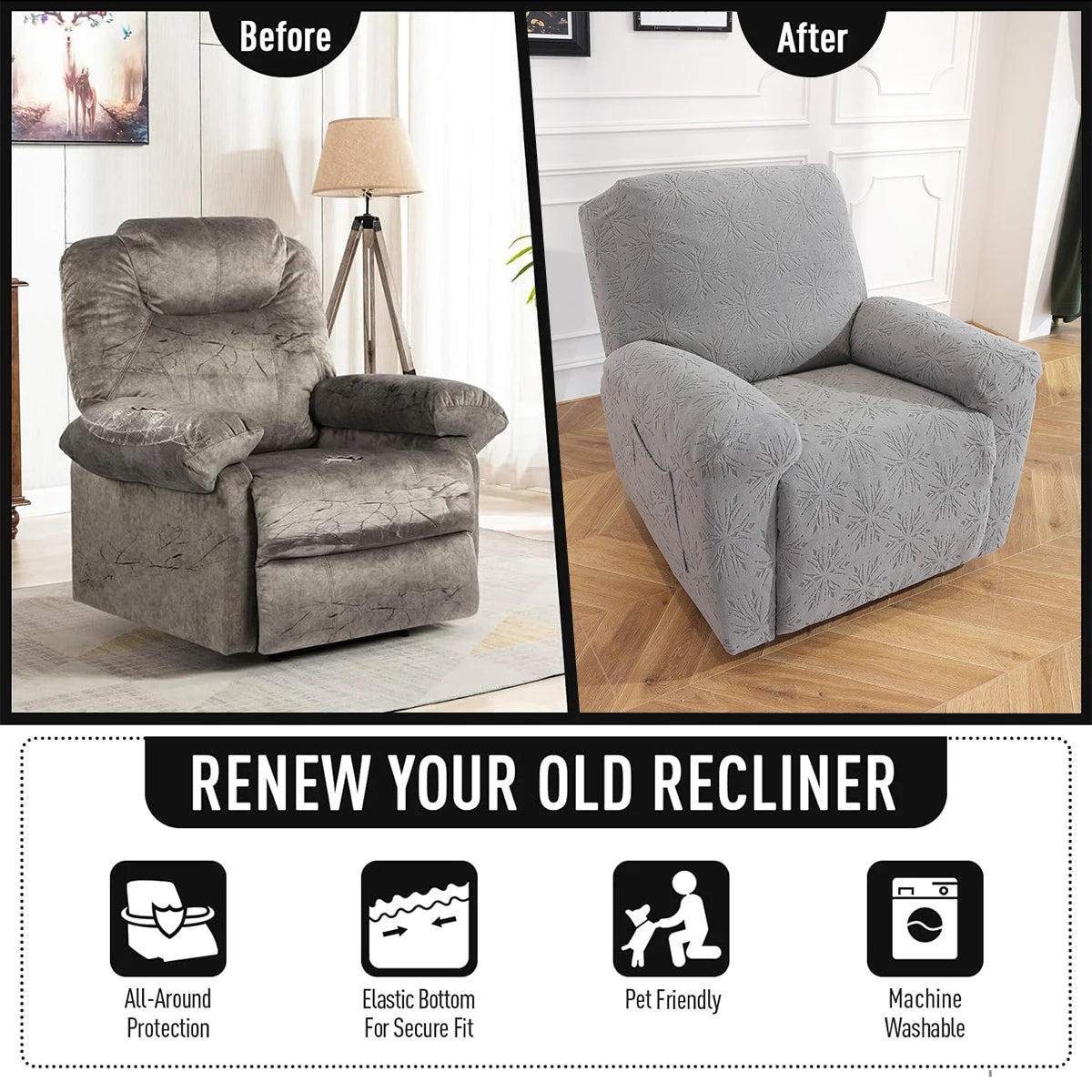 Recliner Chair Cover Stretch Solid RELMORA