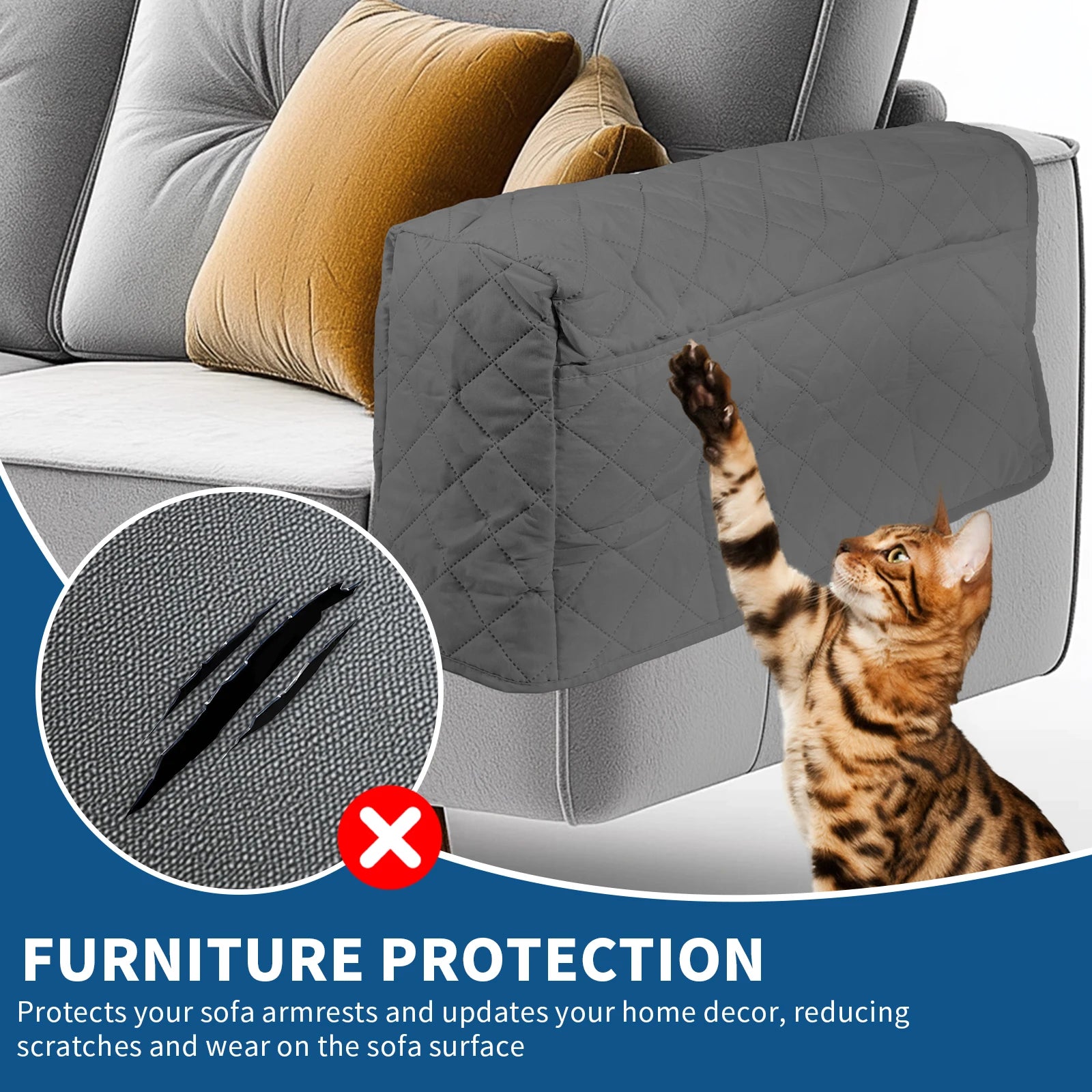 Sofa Armrest Cover Waterproof 2-Piece VELARIS
