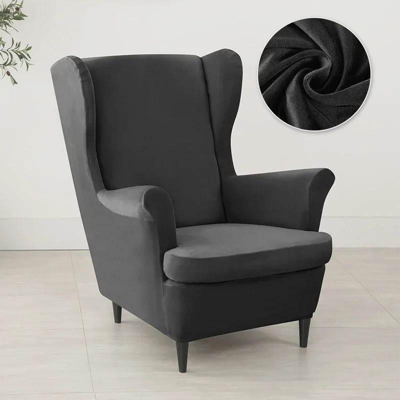 Wingback Chair Cover Velvet Stretch LIRAVO