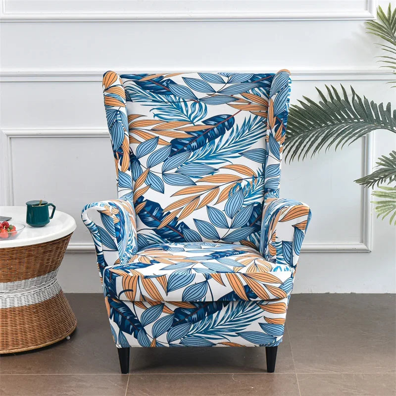 Wing Chair Cover Floral Spandex VALERIN