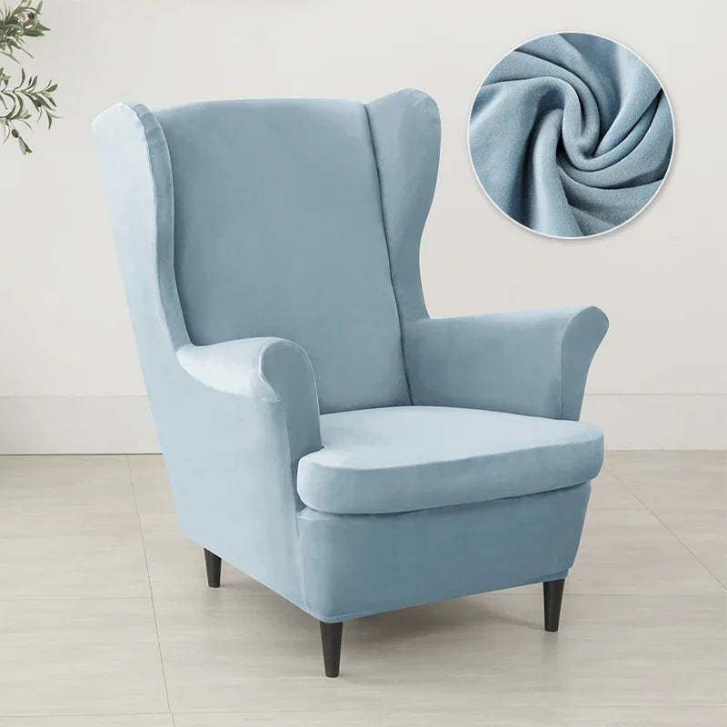 Wingback Chair Cover Velvet Stretch LIRAVO