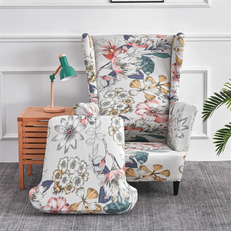 Wingback Chair Cover Set Floral VELARIO