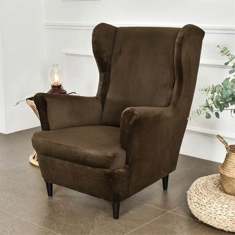 Wingback Chair Cover Velvet Stretch VELINAR