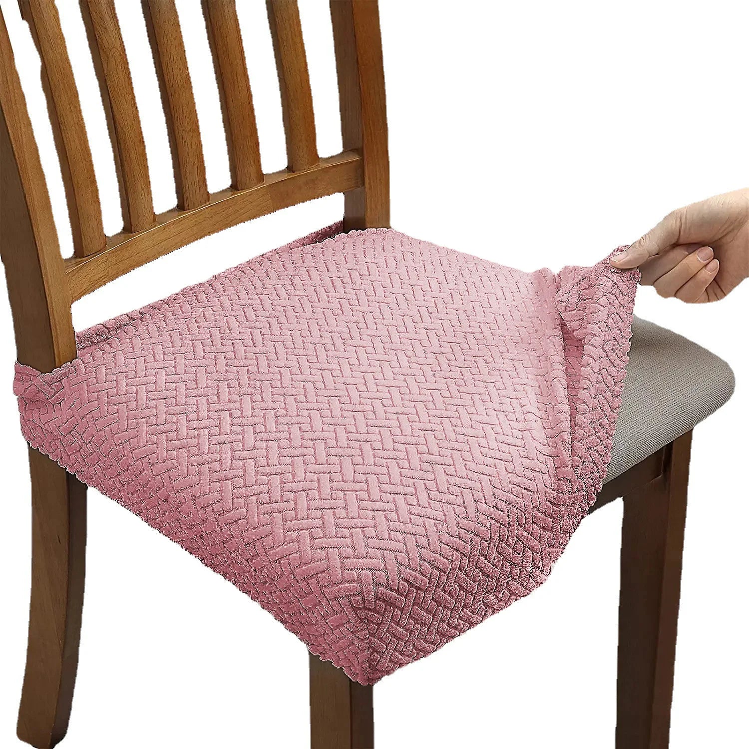 Chair Seat Cushion Covers Elastic Solid Colors SOLVENA