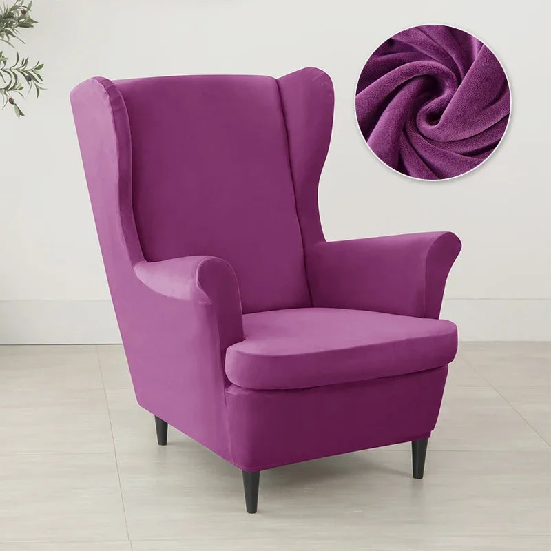 Wingback Chair Cover Velvet Stretch LIRAVO