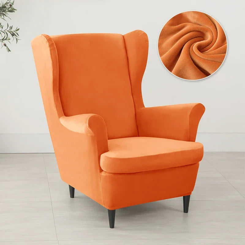 Wingback Chair Cover Velvet Stretch LIRAVO
