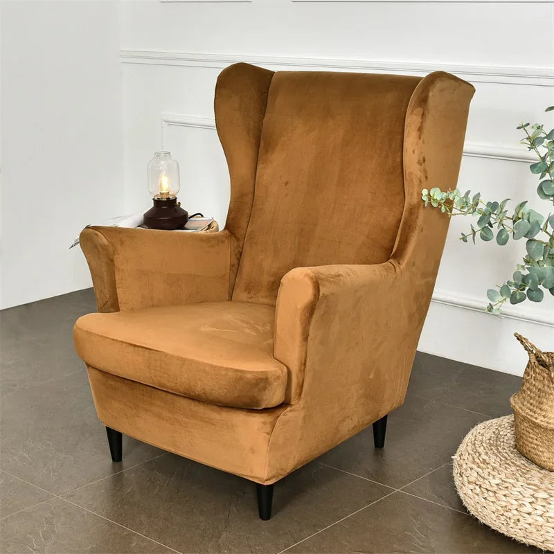 Wingback Chair Cover Velvet Stretch VELINAR