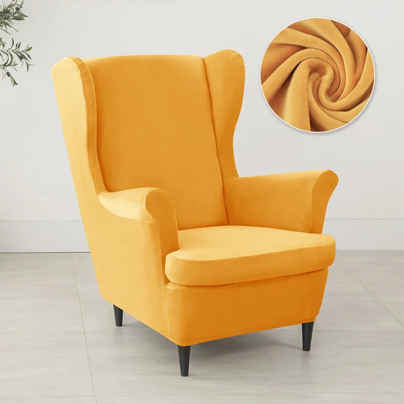 Wingback Chair Cover Velvet Stretch LIRAVO