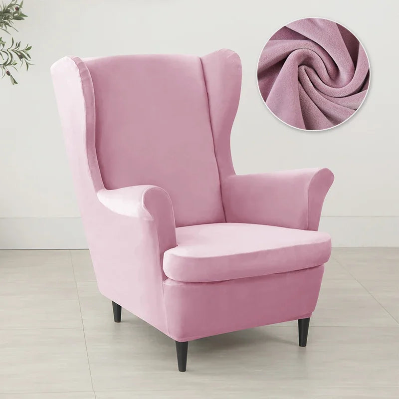 Wingback Chair Cover Velvet Stretch LIRAVO