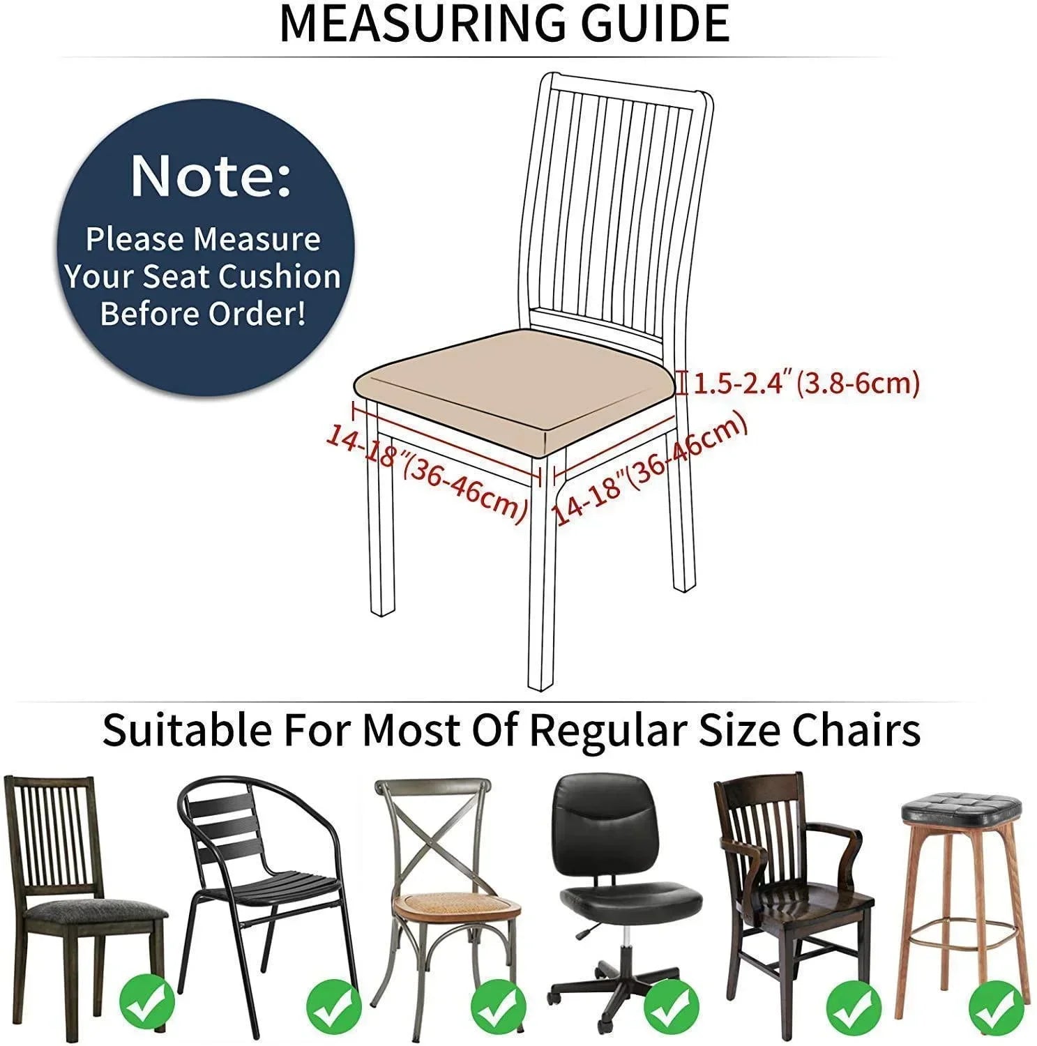 Chair Seat Cushion Cover Elastic Washable CALVINO