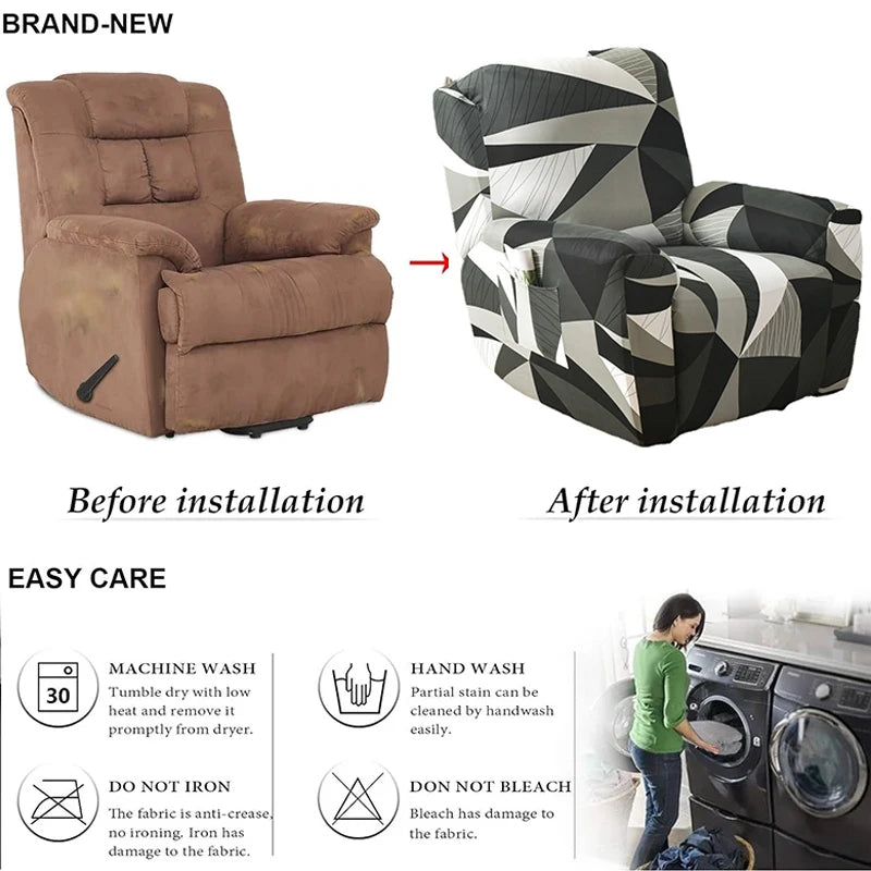 Recliner Slipcover Floral Pocket Set RELMIVA