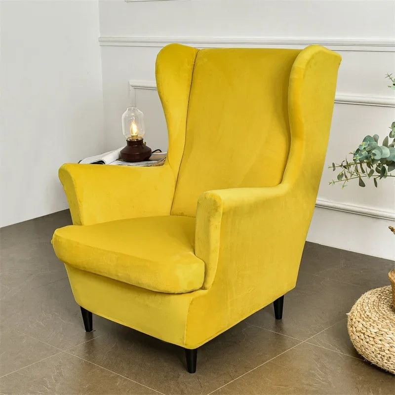 Wingback Chair Cover Velvet Stretch VELINAR
