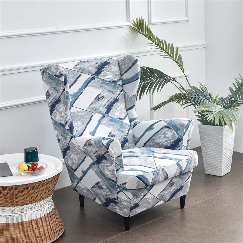Wing Chair Cover Floral Spandex VALERIN