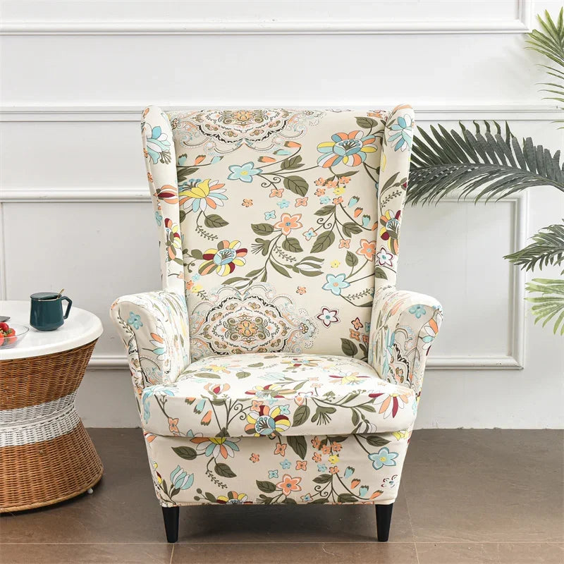 Wingback Chair Cover Floral Printed VALORIS