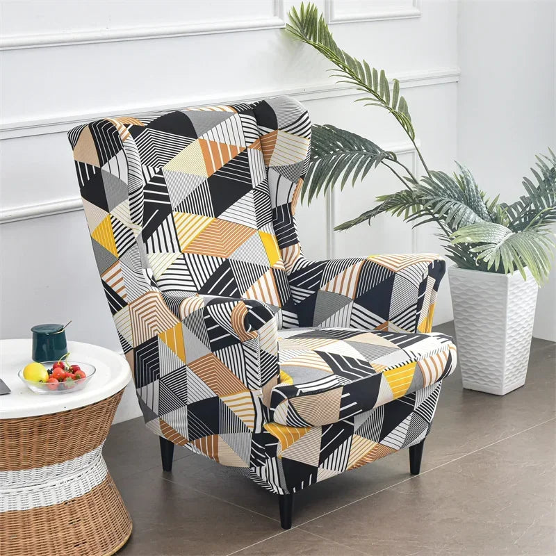 Wing Chair Cover Floral Spandex VALERIN