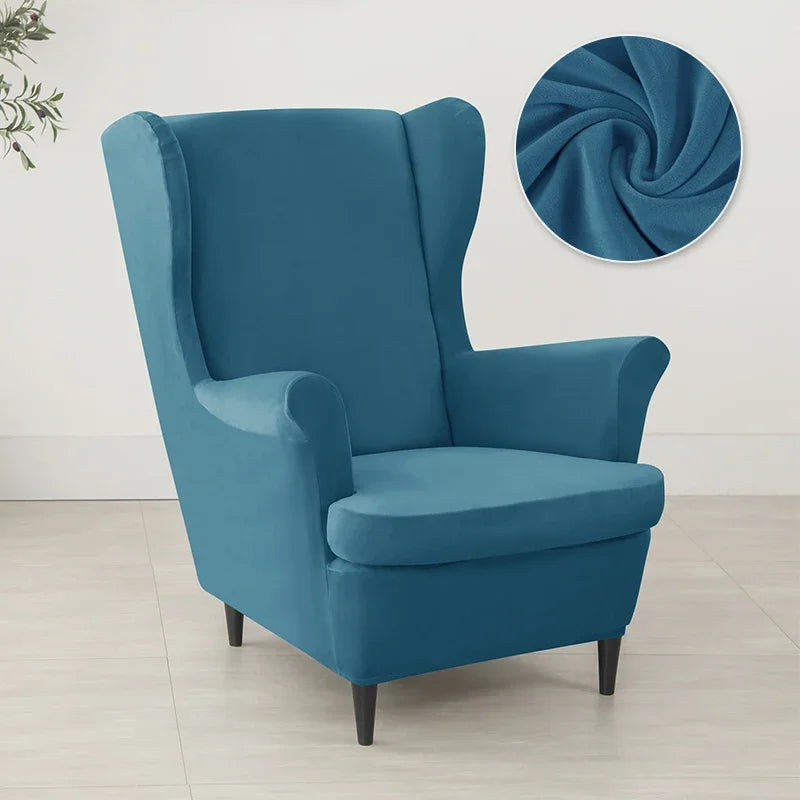 Wingback Chair Cover Velvet Stretch LIRAVO
