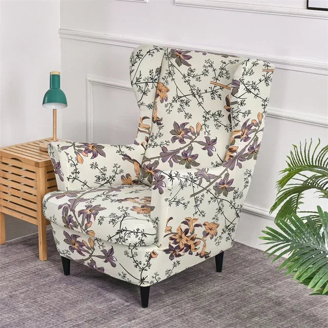 Wingback Chair Cover Set Floral VELARIO