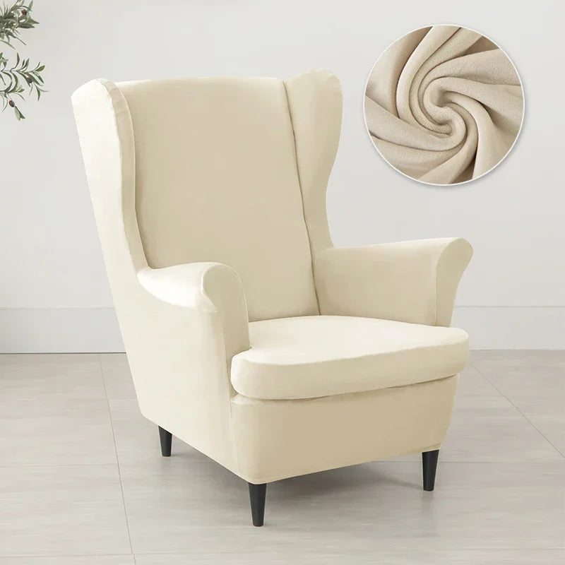 Wingback Chair Cover Velvet Stretch LIRAVO