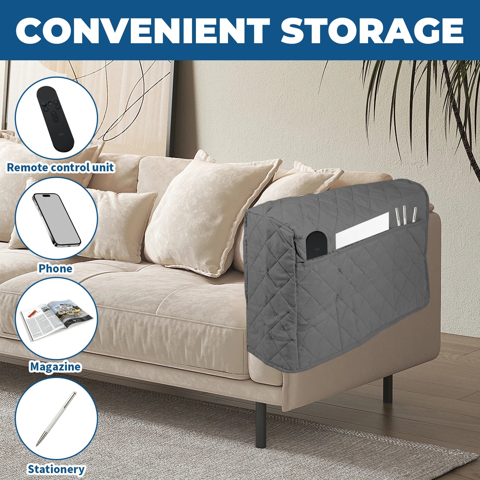 Sofa Armrest Cover Waterproof 2-Piece VELARIS
