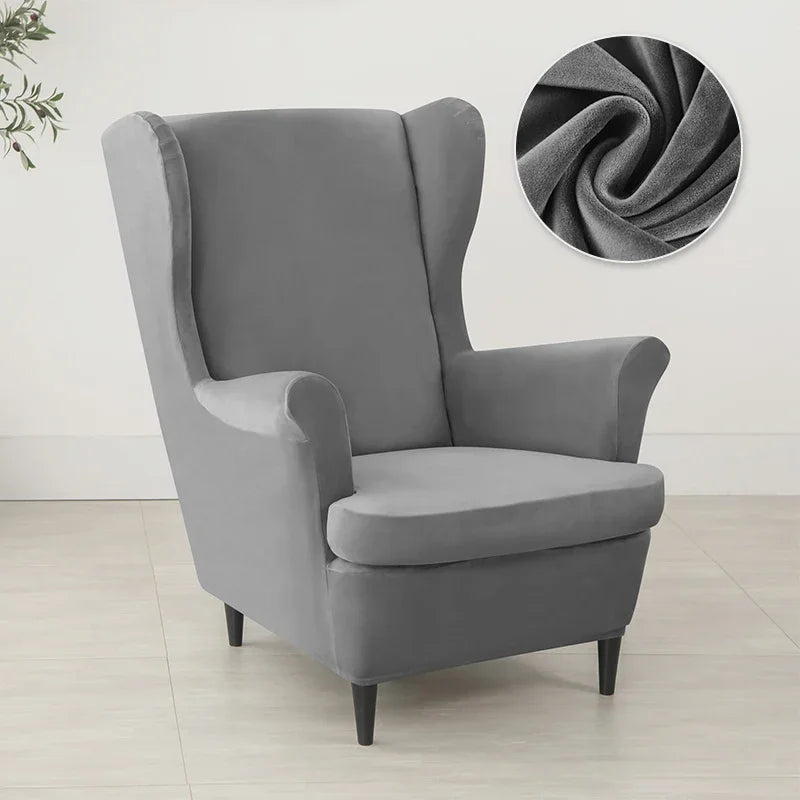 Wingback Chair Cover Velvet Stretch LIRAVO