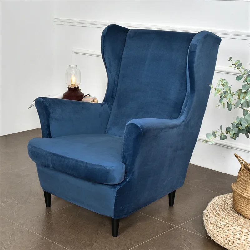 Wingback Chair Cover Velvet Stretch VELINAR