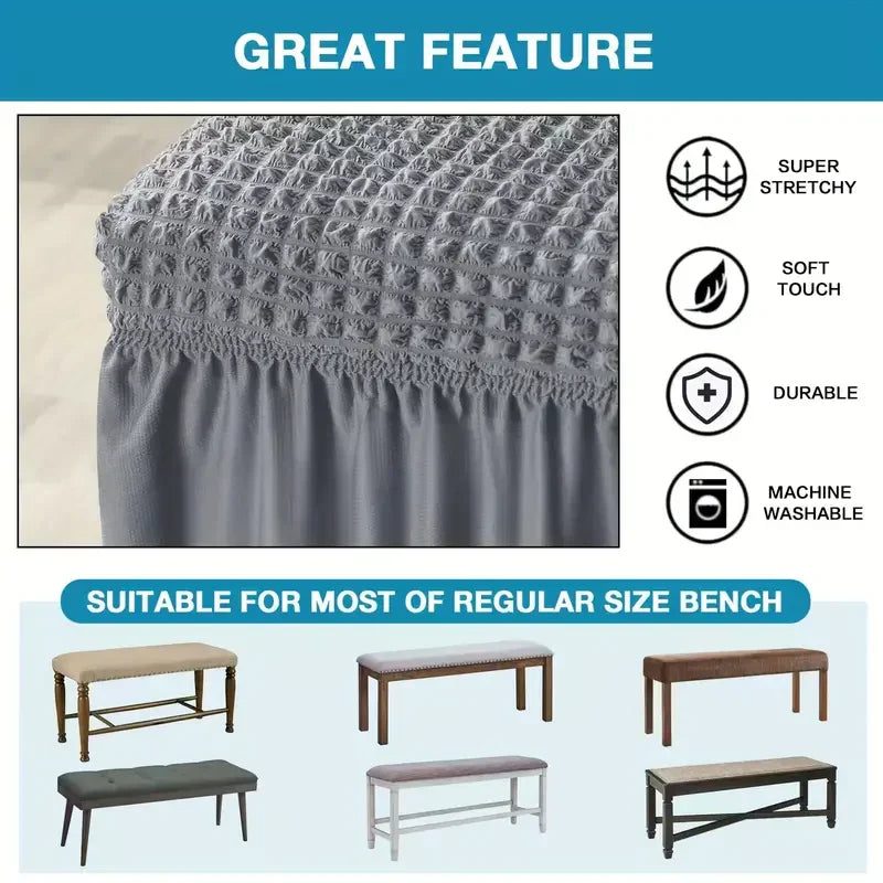 Bench Cover Seersucker Stretch with Skirt VELINOR