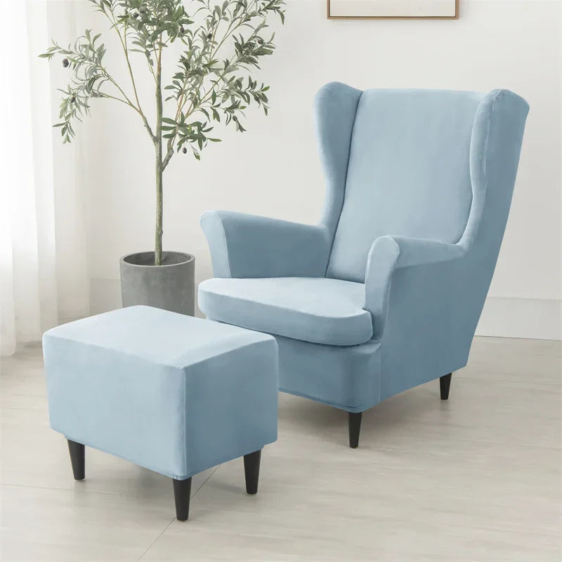 Wingback Chair Cover Velvet Stretch LIRAVO