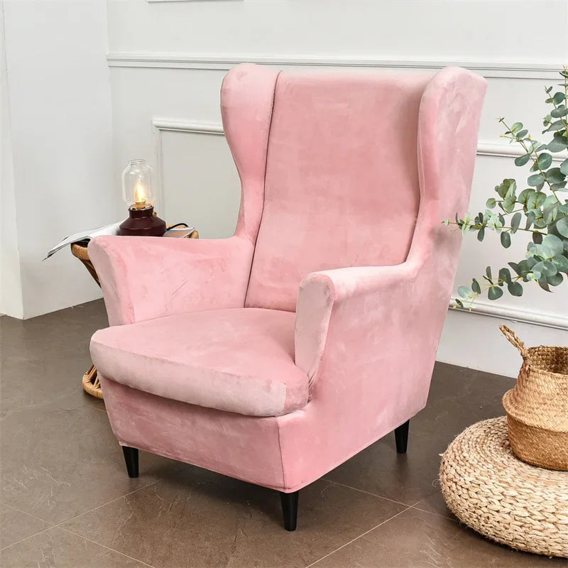 Wingback Chair Cover Velvet Stretch VELINAR