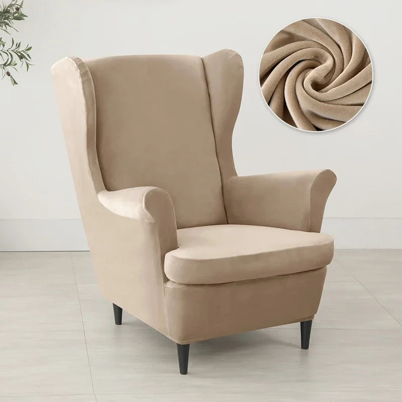 Wingback Chair Cover Velvet Stretch LIRAVO