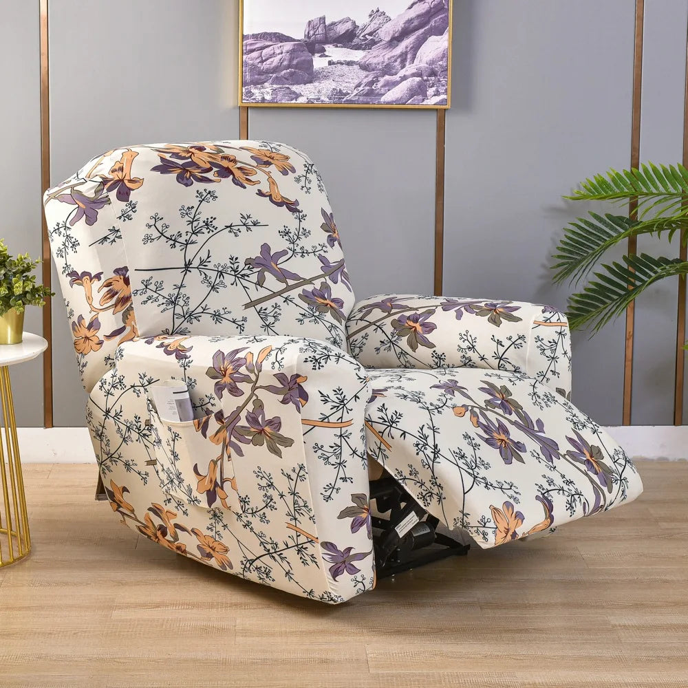 Recliner Slipcover Floral Pocket Set RELMIVA